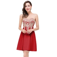 

New Fashion Short Red Embroidered Evening Dress