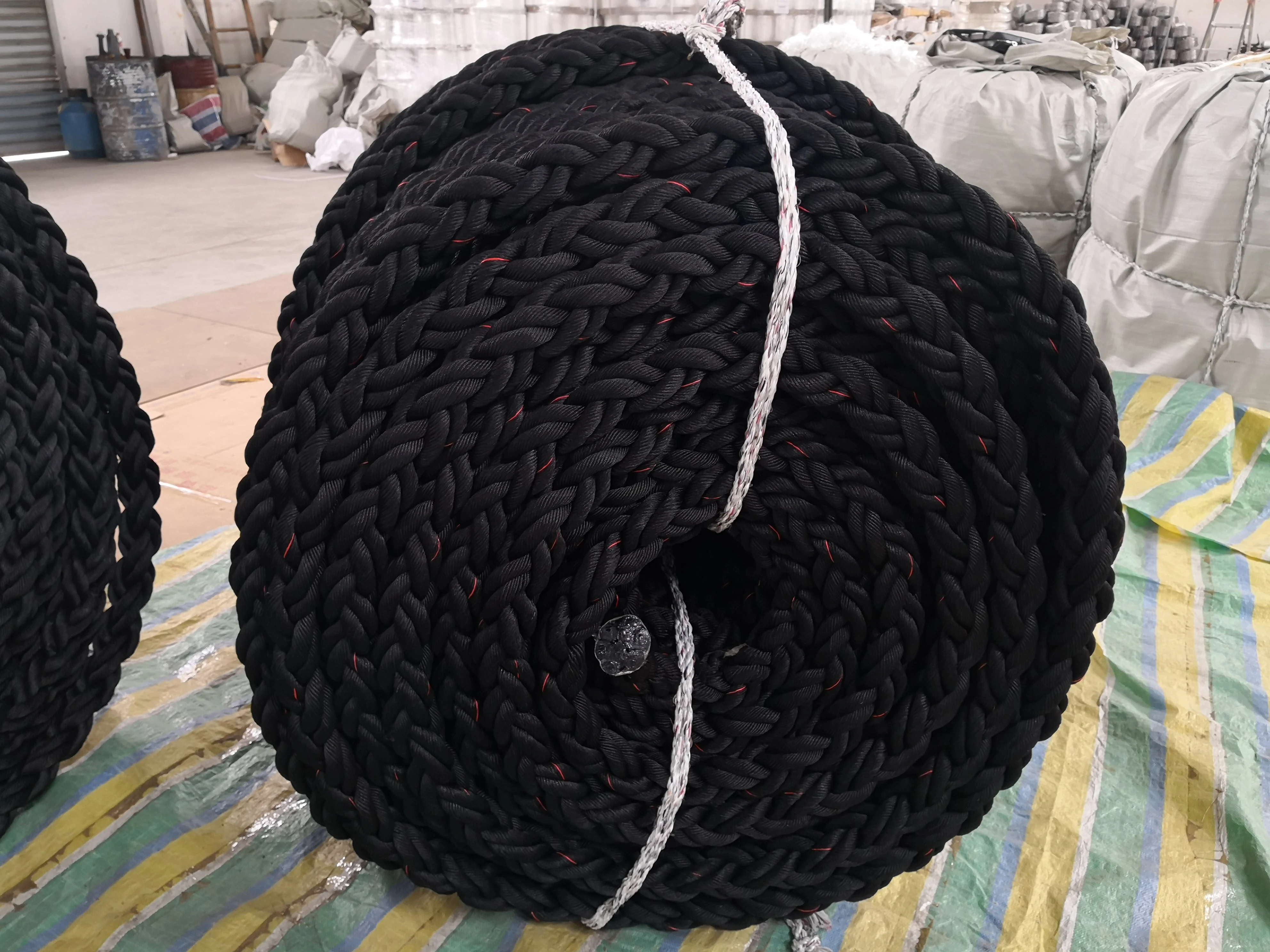 3 Inch Diameter Black Robust Strong Braided Battle Ropes For Training