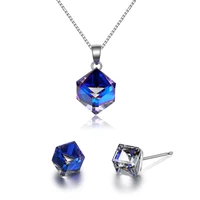 

MICCI JEWELRY Hot selling 925 pure silver pendant necklace stud earring jewelry set with square Austrian crystal