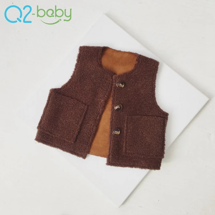 
Winter new products Fashion casual cashmere suede composite vest unisex baby vest 2270 