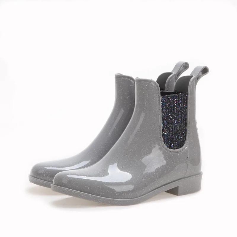 shiny ankle rain boots