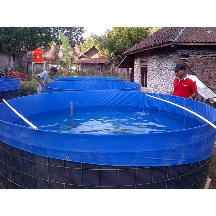 

Pvc Canvas Fish Tank Farming Round Fish Pond Tank Tarpaulin, Blue /custom