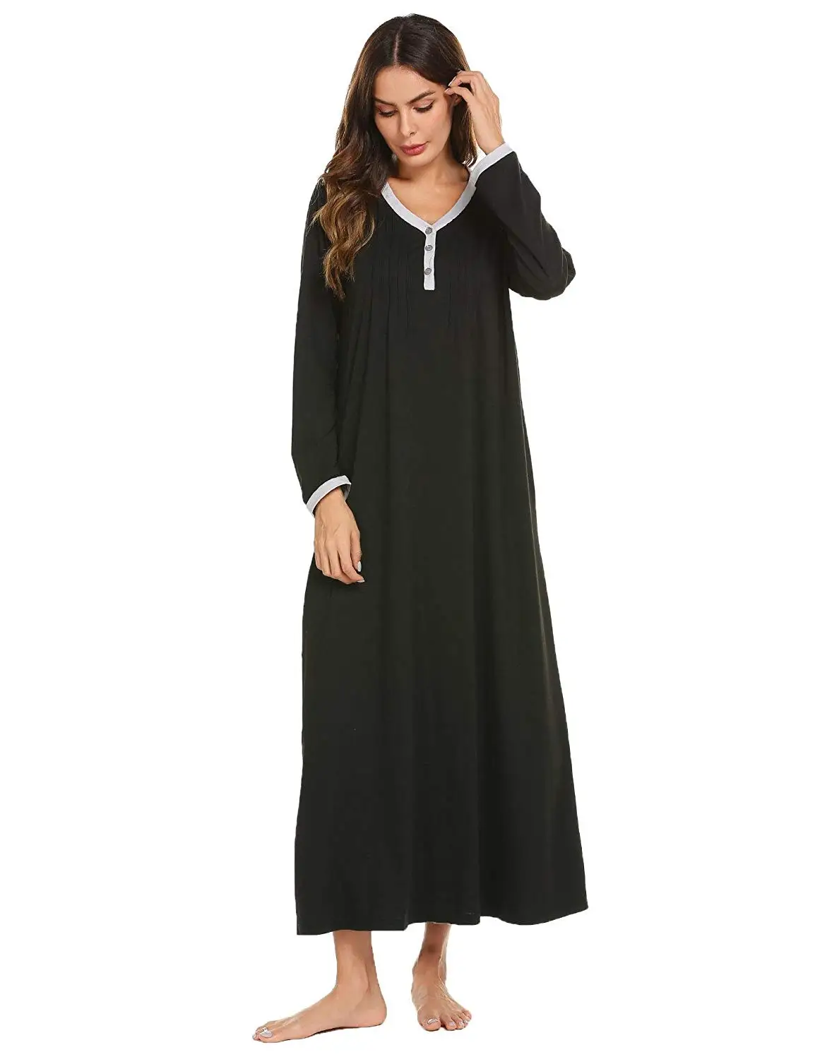 long sleeve henley nightgown