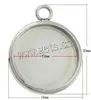 304 Stainless Steel metal bezel Pendant setting Flat Round cabochon tray original color 16x20x3mm Hole: 749105