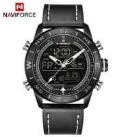 

NAVIFORCE NF9144 Men Digital Quartz Movement Watch Simple Style Leather Band Watch Luminous Week Date Month Display