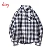 Customized Brand Button Down Mens Casual Slim Fit Black and White Plaid Shirt