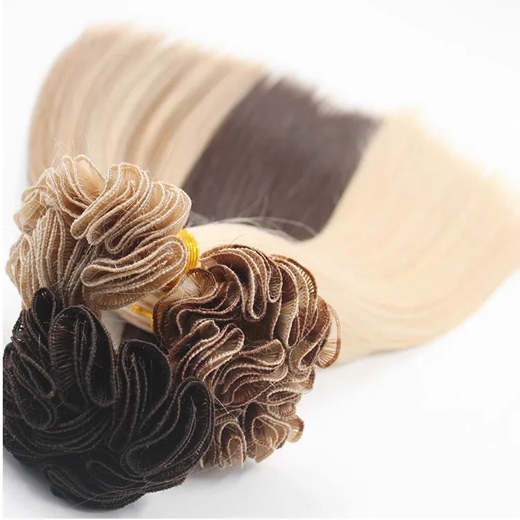 

Top quality European cuticle hair hand tied weft hair extension, Customize your favorite colors
