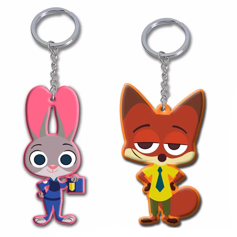 Zootopia figures keychain toys set 2016 New Cartoon Animal police officer Rabbit Judy Hopps Nick Fox