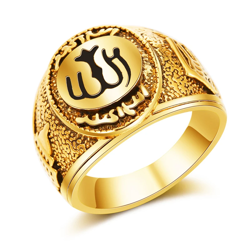 

The Factory price sells hot style rings to Muslim Islam gold color men Ring