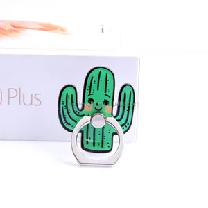 Novelty custom shaped cactus smart phone finger ring phone holder and stand for mobile phone