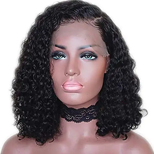 

180% density short bob Virgin Human Hair Lace Wig Brazilian Funmi Curl Lace Front Wig With Baby Hair