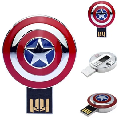 

Super Captain America Shield usb flash pen drives 64GB 32GB 8GB 2.0 pendrive waterproof silver u disk memoria cel usb stick gift