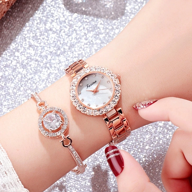 

AliExpress 2019 Fashion Women Watch Design Diamond Cheap Ladies WristWatches For Your Bracelet Accessories With Bracelet, 2 color