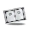 Hot sale model 16Gauge stainless steel 33"inch undermount double bowl R10 corner handmade kitchen sink with equal divide