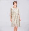 Girl Lady Wear Round Collar Floral Half Sleeve Waisted Casual Printed Dress Plus Size