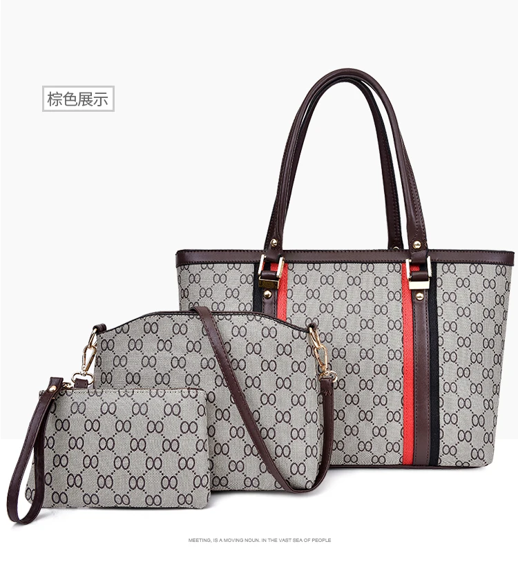 

Fashion Lady Business Wholesale 3pcs Leather Bags Handbag Tote Sets