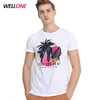 Wellone OEM high quality 100% cotton white front logo custom printing man basic screen printed tshirts