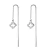 S925 Sterling Silver Long Drop Chain Ear Threader Thread Earrings With Cubic Zirconia Stones
