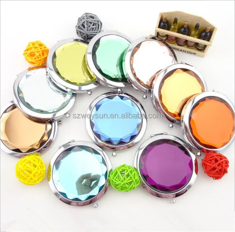 

Colorful Crystal Beauty Mirrors Bridal Shower Favors Compact Mirror, Multicolors