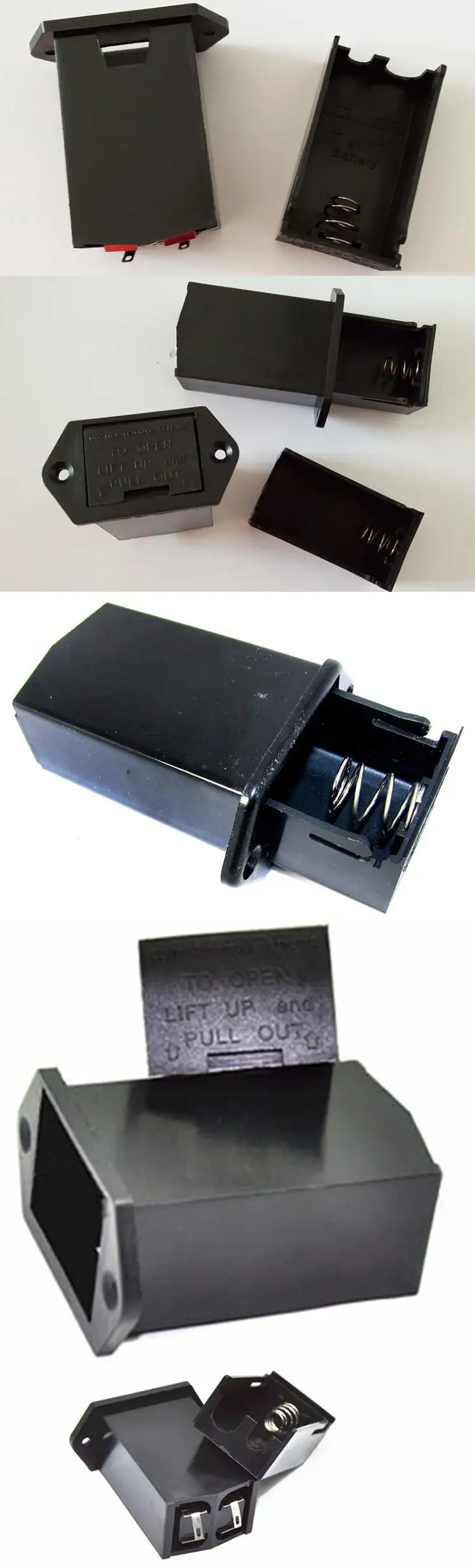 Hot Sale 9V Panel Mount Battery Holder Case Box Black.U*sh