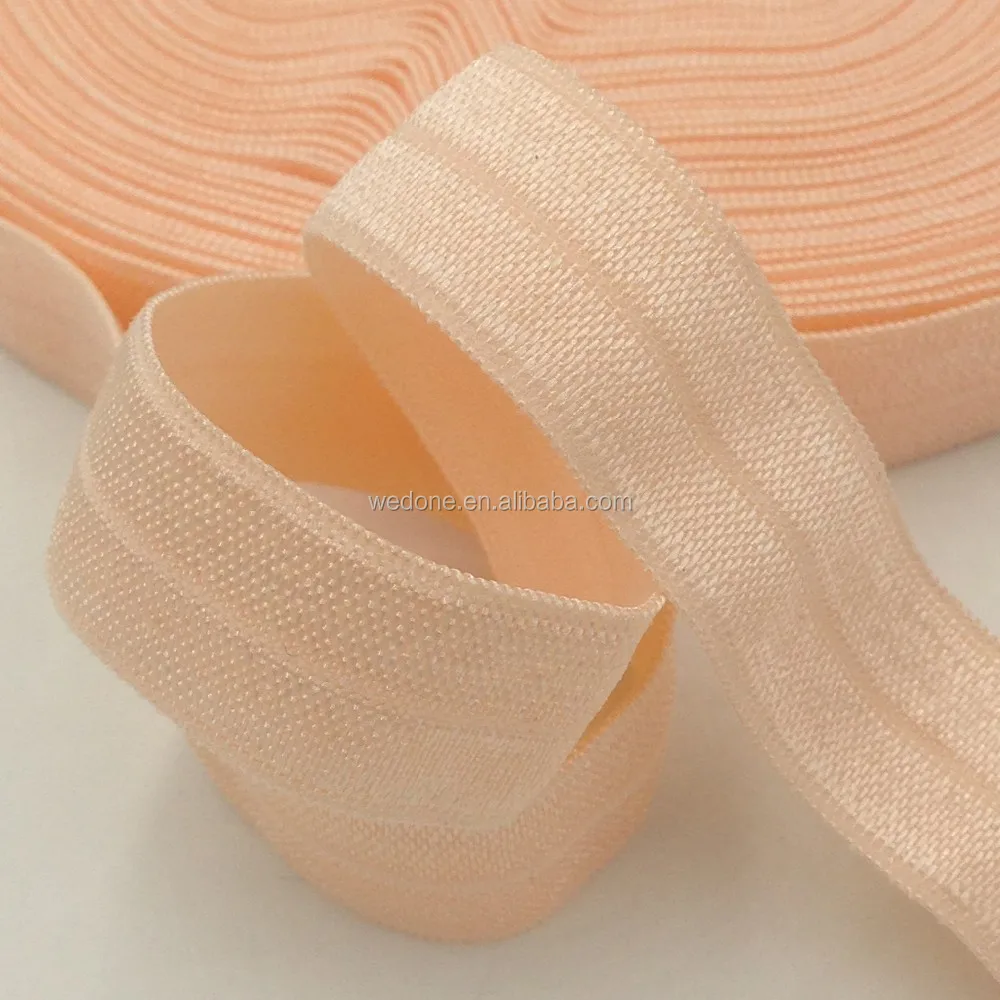 

Wholesale Solid Peach Fold Over Elastic 5/8" FOE Ribbon for DIY Headwear Hair Accessories 101colors Available 100yards/lot