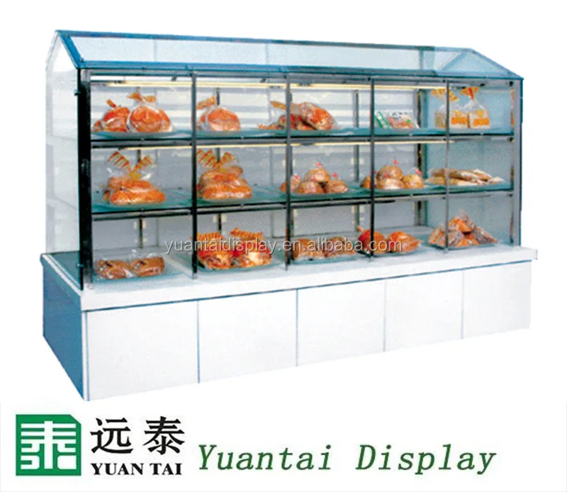 fashionable hot sale glass showcase for food/bread