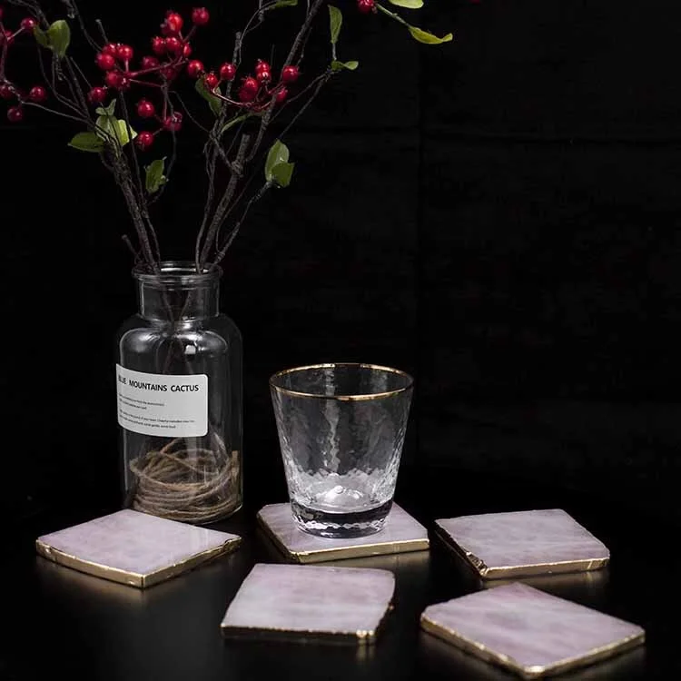 
Dia 100% Natural Gold Plated Agate Sliced Coaster 