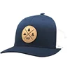 leather patch mid profile trucker cap curve bill plastic snap back trucker hat