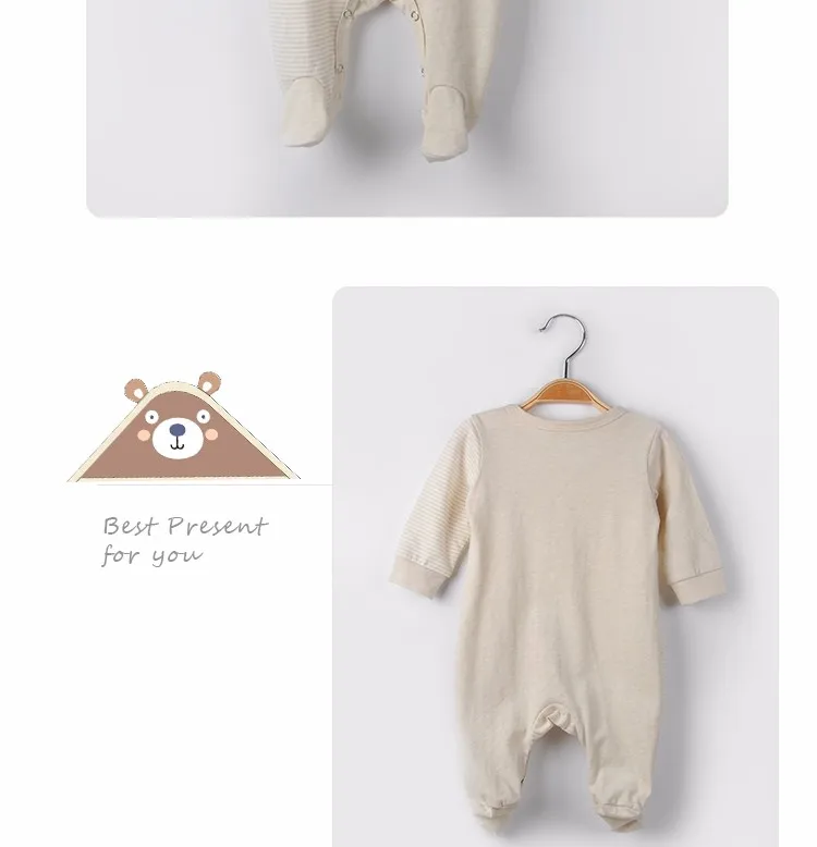Natural Colored Cotton Preemie Clothes Baby Romper Sets Wholesale