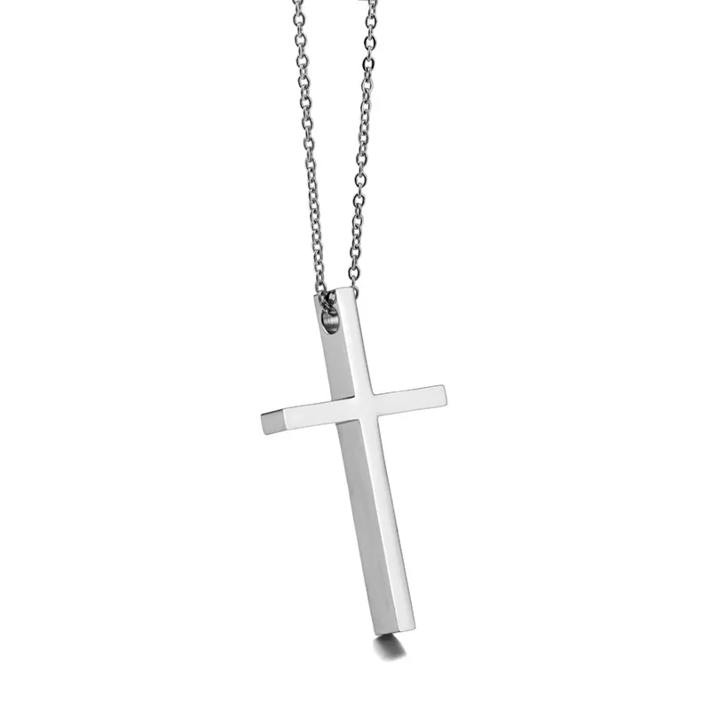 

Men women Stainless Steel silver Cross Pendant Necklace