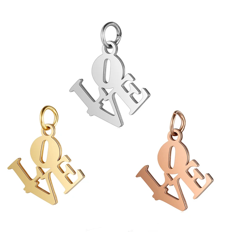 Professional design Stainless Steel LOVE Custom Pendants Charms for jewelry making