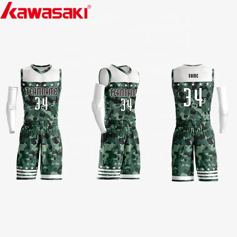 Dark Green Camo Basketball Uniforms 