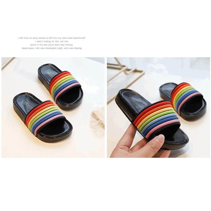 rainbow kids slippers