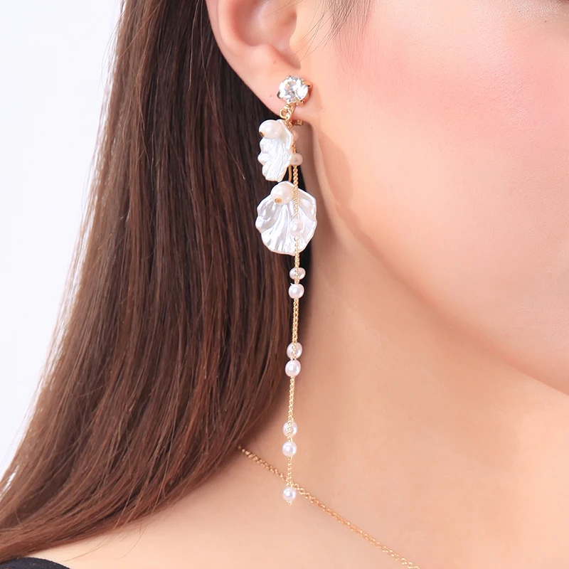 

ed02002d Handmade Wedding Pearl Charm Shell Fairy Wholesale Fashion Accessories For Earrings, As picture