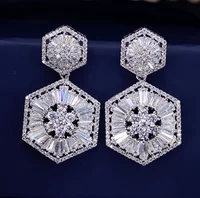 

Pentagon Wedding Party Prom Bridal Bride Evening Dress Austrian Cubic Zirconia Geometry Earring