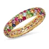 LOZRUNVE Rainbow Jewelry 925 Sterling Silver Multicolored Dome Cocktail Ring