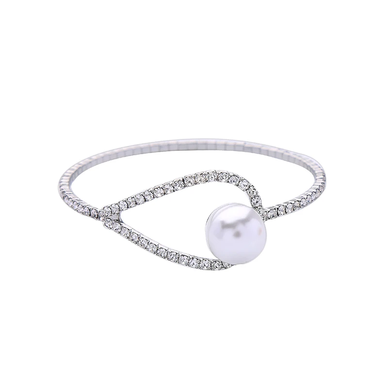 

tsl0044 Jewelry Men Hot Items Minimalist Silver Crystal Bangle Bracelets Pearl, N/a