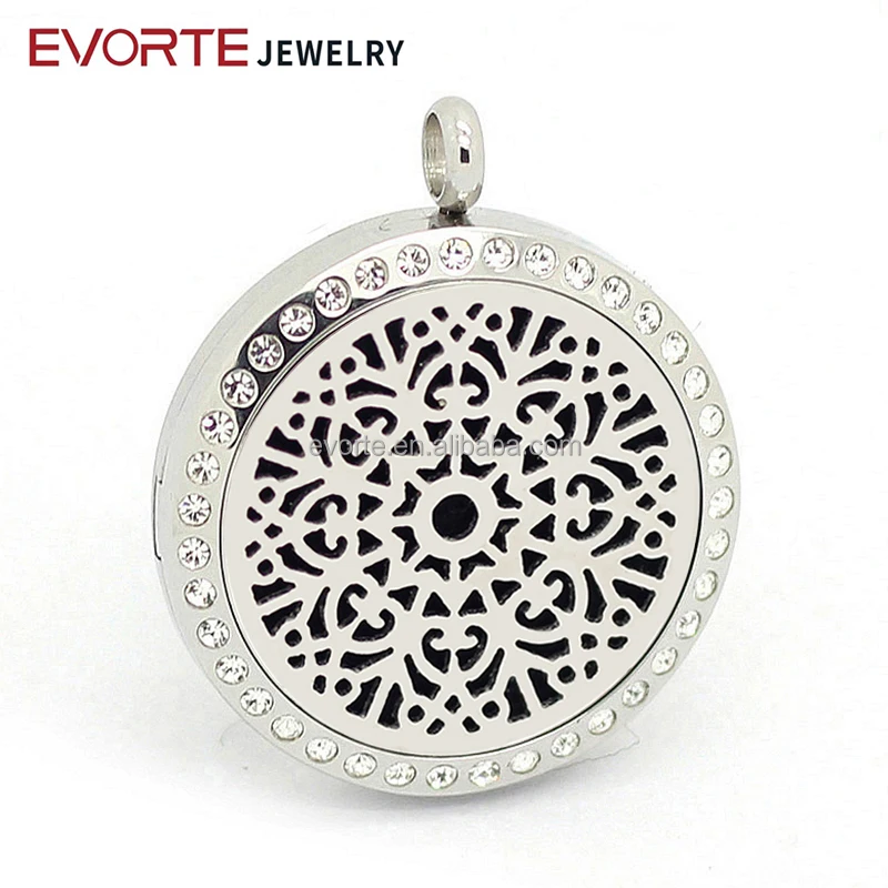 

Wholesale 316L Stainless Steel Silver  Aromatherapy Essential Oil Diffuser Locket Necklace