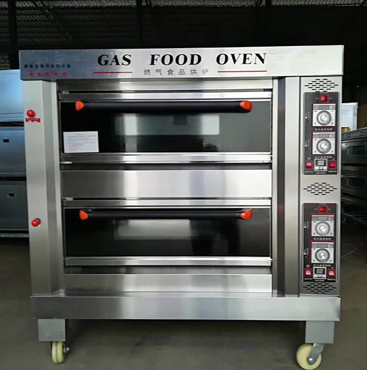 Double Deck 4 Trays Free Standing Pizza Gas Stone Bakery Oven Prices In