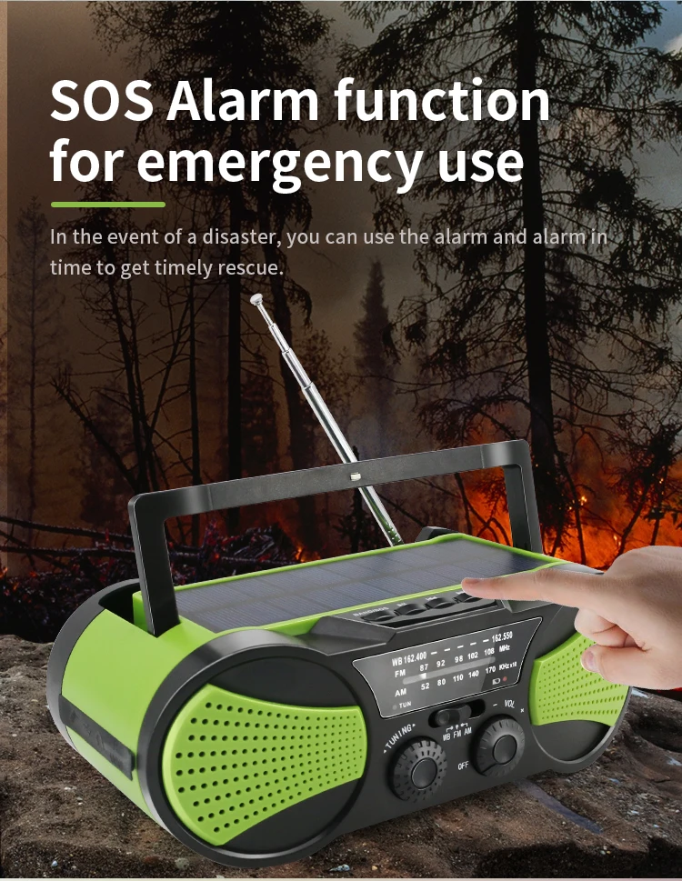 survival kit solar powered mp3 player led torch flashlight emergency hand crank fm radio
