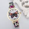Hot canvas with printed ladies watch notes Butterfly Striped Pastoral Quartz Hand watch