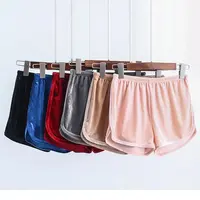 

New female stretch velvet shorts elastic waist sports casual beach loose hot pants