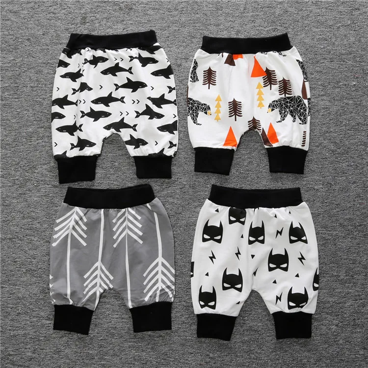 

4 Designs Children Pants 3/4 Little Boys Harem Pants, As pictures