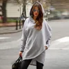 Pure Color Irregularity Pocket Pullover Cotton Plain Hoodie For Women