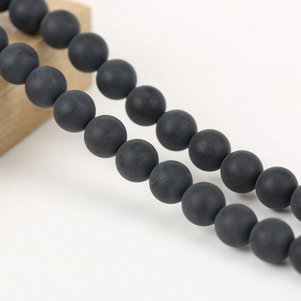 

Wholesale 8mm matte agate beads natural stone loose beads for bracelet, Black