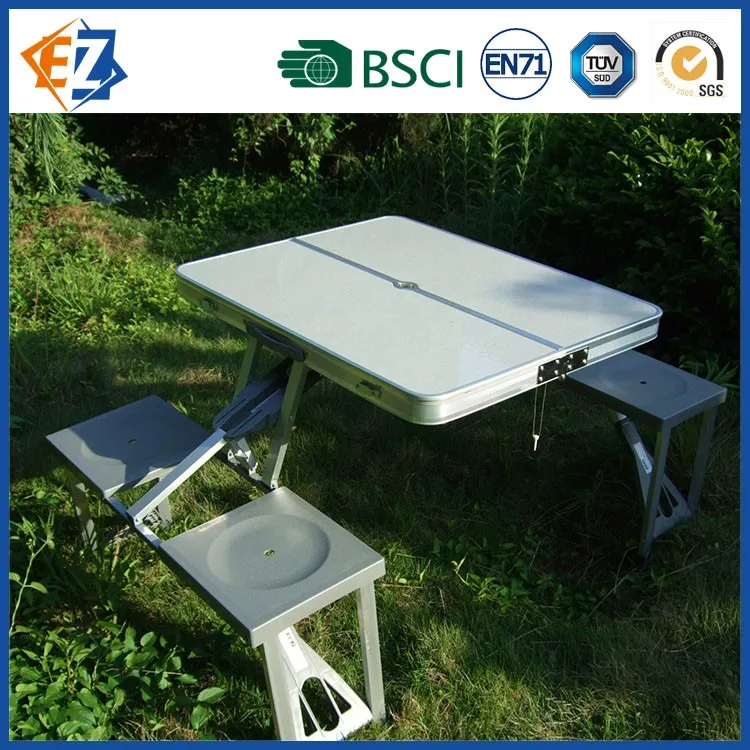 Folding Outdoor Camp Suitcase Picnic Table 4 Seats 5 Piece Table And