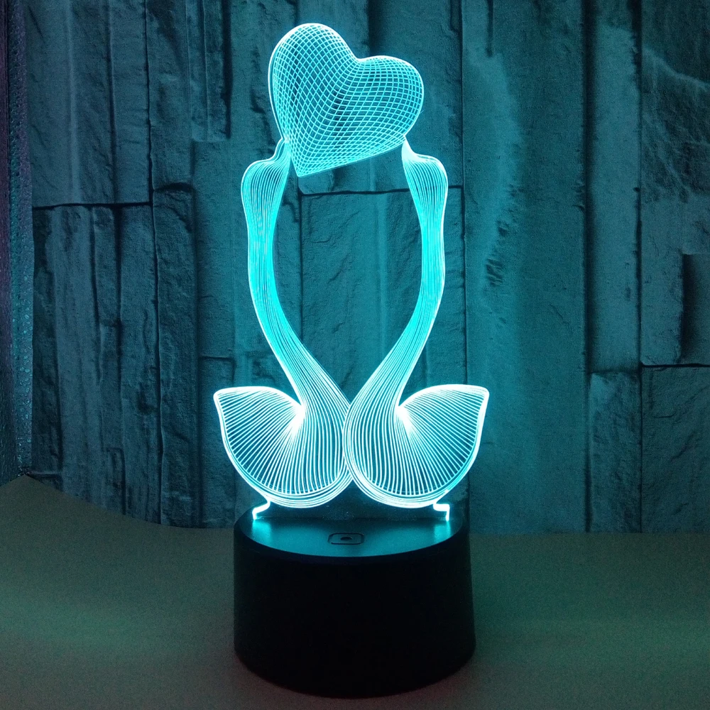 3D LED Night Light Twin Swan Customizable Small Decorative Items for Wedding Room