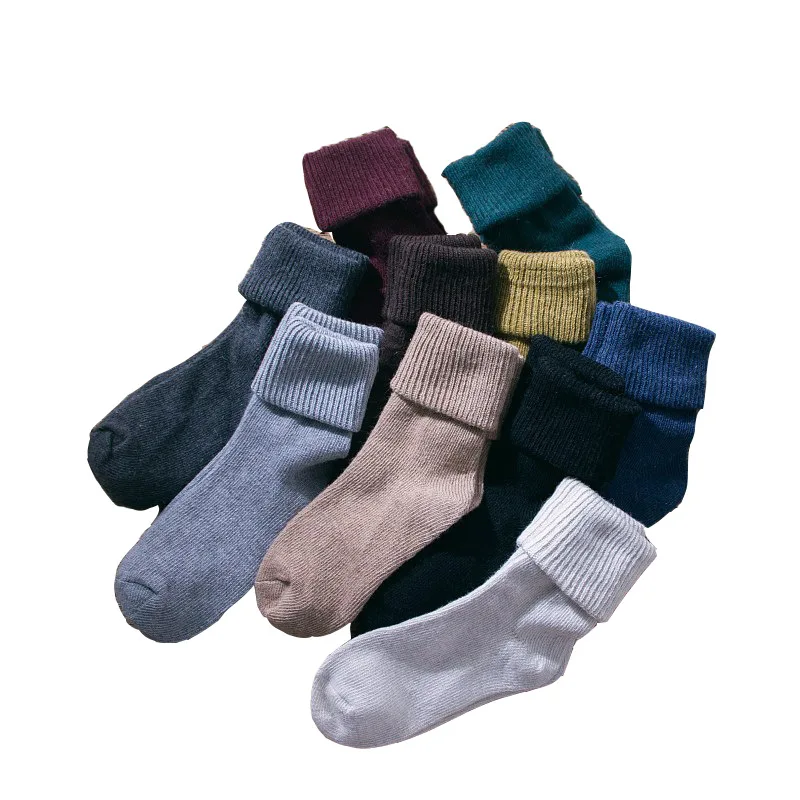 BONYPONY High School Girls Funky Bubble Loose Socks Women's Ribbed Style Turn Cuff Warm Thick Knit Wool Socks