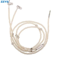 

ZZYD Wired Stereo Headphone Pearl Necklace 3.5mm In-Ear Portable Sport Earphone with Mic