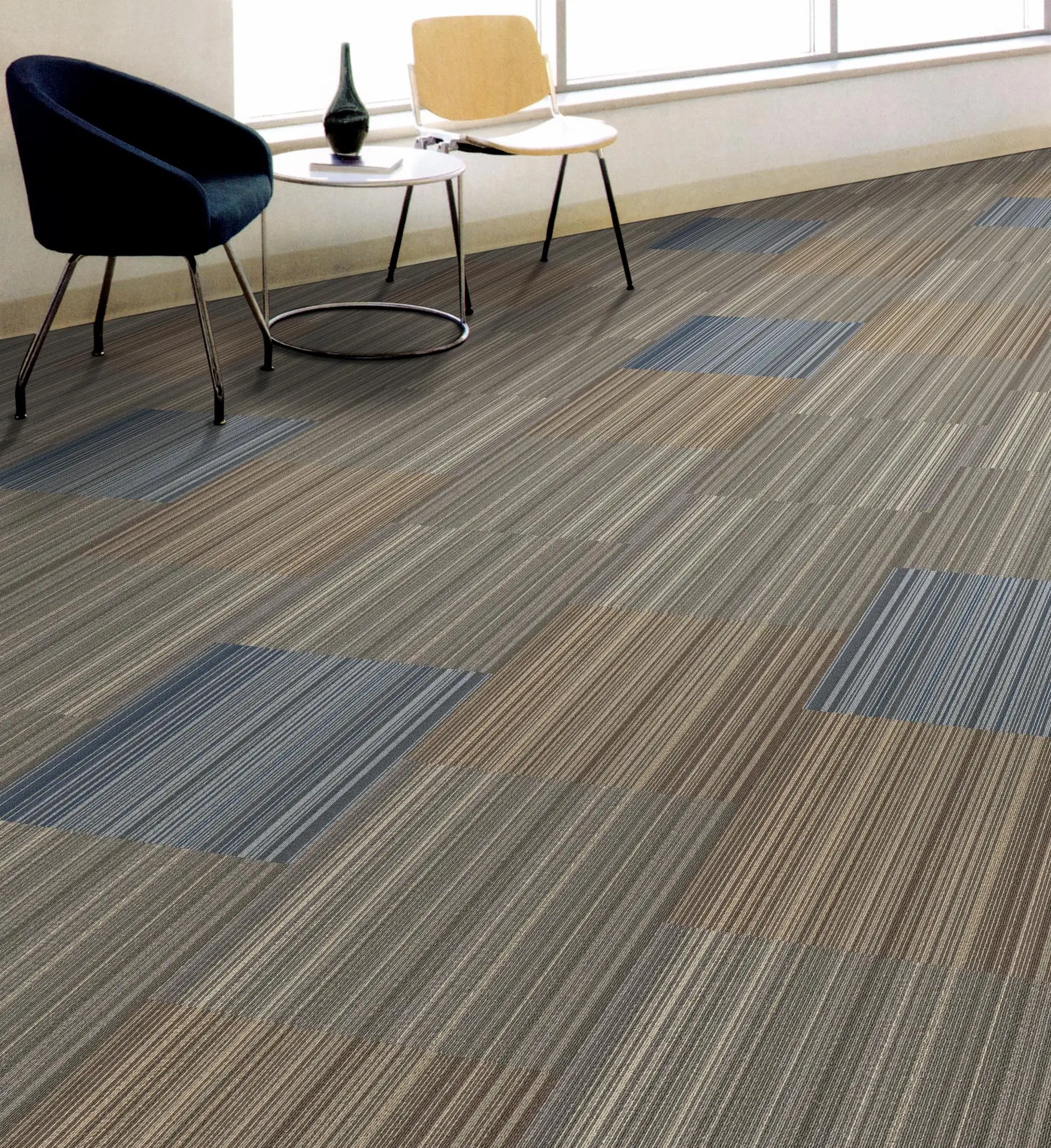 Striped Pattern Pp Blue&grey Carpet Tile For Office 50x50 Carpet Square Buy Striped Carpet